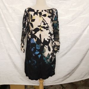 Maeve Anthropology Black Blue Floral Shift Dress